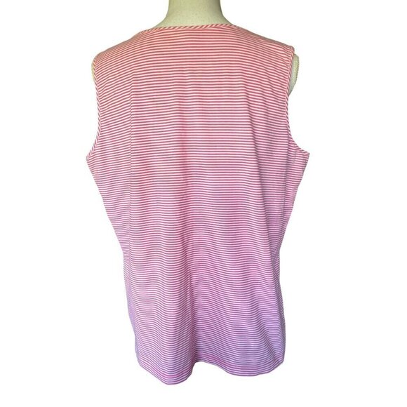 Chico's Pink Striped Sleeveless Tank Top Polo Shirt Sequins Size 3 XL/16 Stretch - Picture 2 of 9